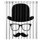 thumbnail image 1 of Cortina de ducha con diseño de gafas artísticas y bigote divertido, juego de cortina de baño con ganchos, tamaño 66 x 72 pulgadas, 1 of 3