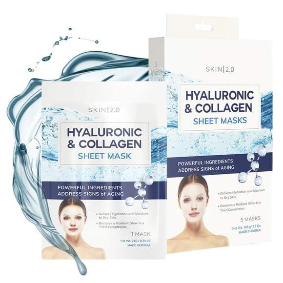 Mascarilla Facial Sheet Face Mask Con Ácido Hialurónico Y Colágeno X5