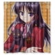 thumbnail image 1 of Cortina de ducha de tela roja con dibujos de anime y gato negro, juego de cortina de baño con ganchos, tamaño 66 x 72 pulgadas, 1 of 3