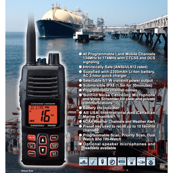 Standard Horizon HX-400IS Rádio Portátil VHF Marítimo Intrínseco Seguro