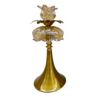 Genérico - Candelabro Vintage Dorado Cristal Portavelas Mesa 33Cm Jhn