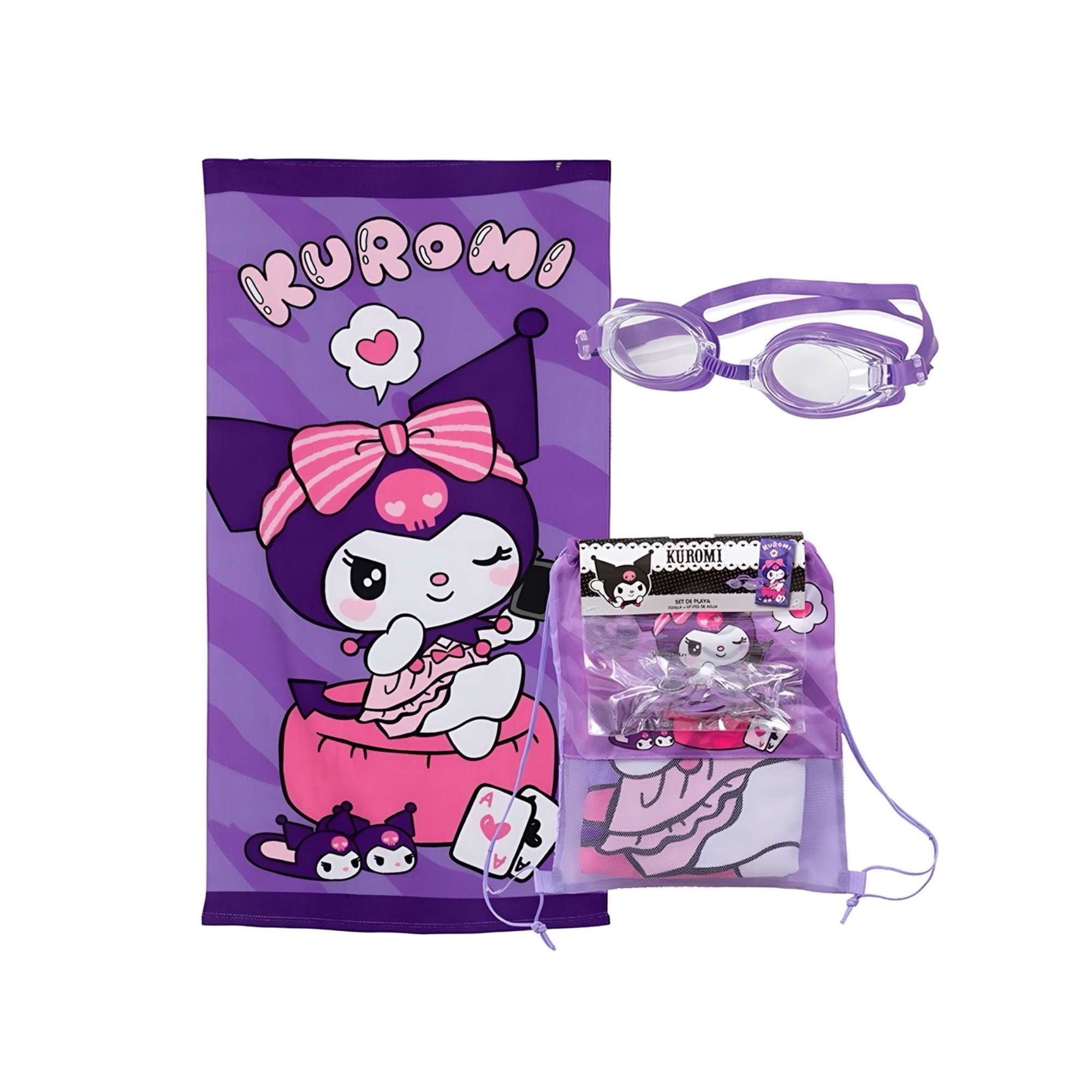 Mashini - Toalla Niño Niña Con Lentes De Agua Y Bolso Kuromi