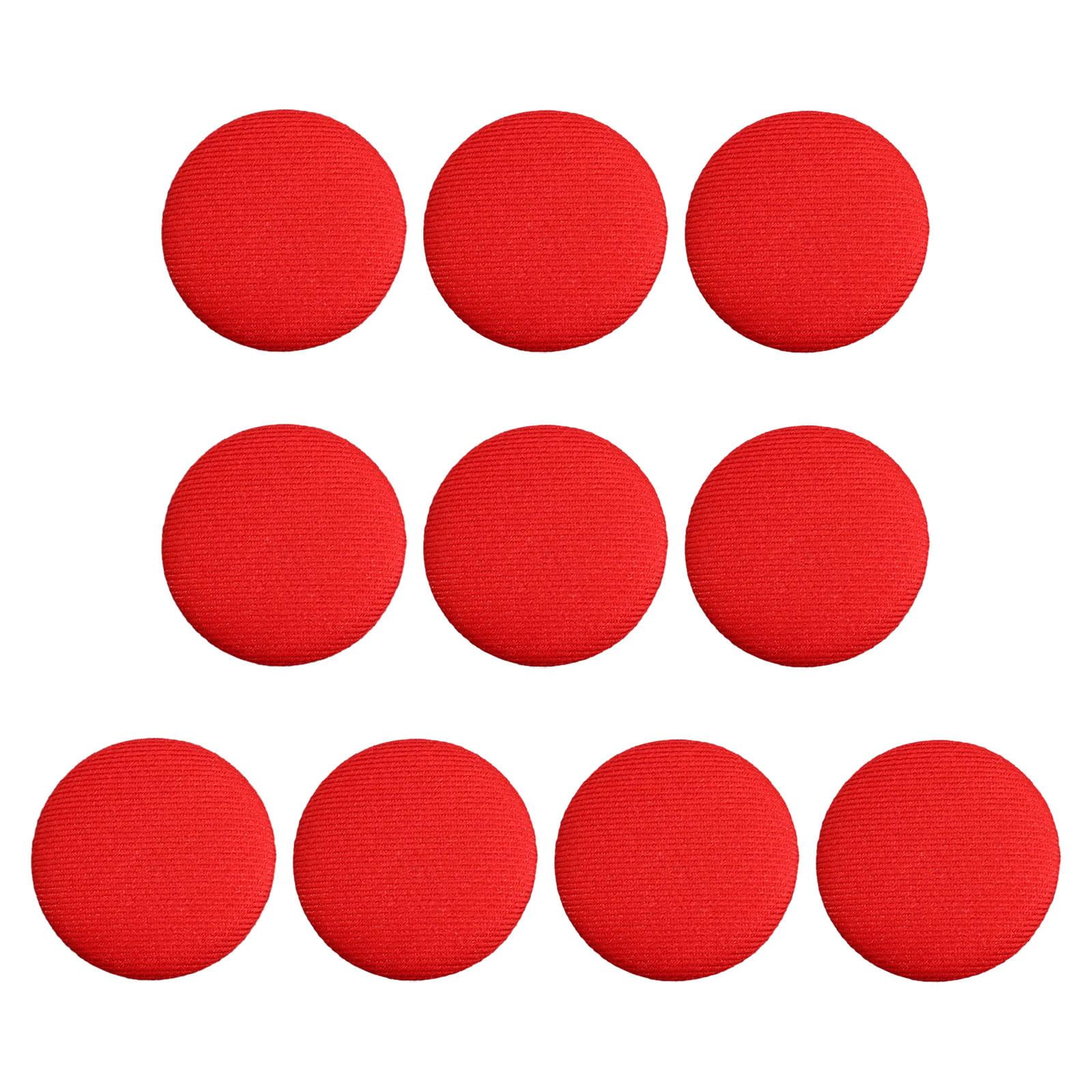 Magideal - 10 Uds. Botones Cubiertos De Tela, Botones De Costura, Botones Decorativos Con Parte Posterior Plana, Botones De Vástago De Metal Para Camisas, Blusas Rojo