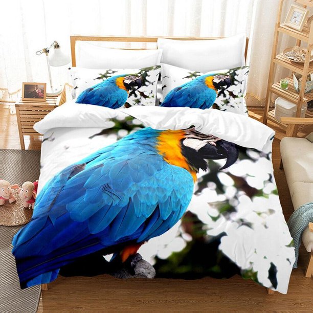 The Parrot Gift 3 Quilt Duvet Cover Set Super Bed Linen Bedding3-Piece Bedding Set