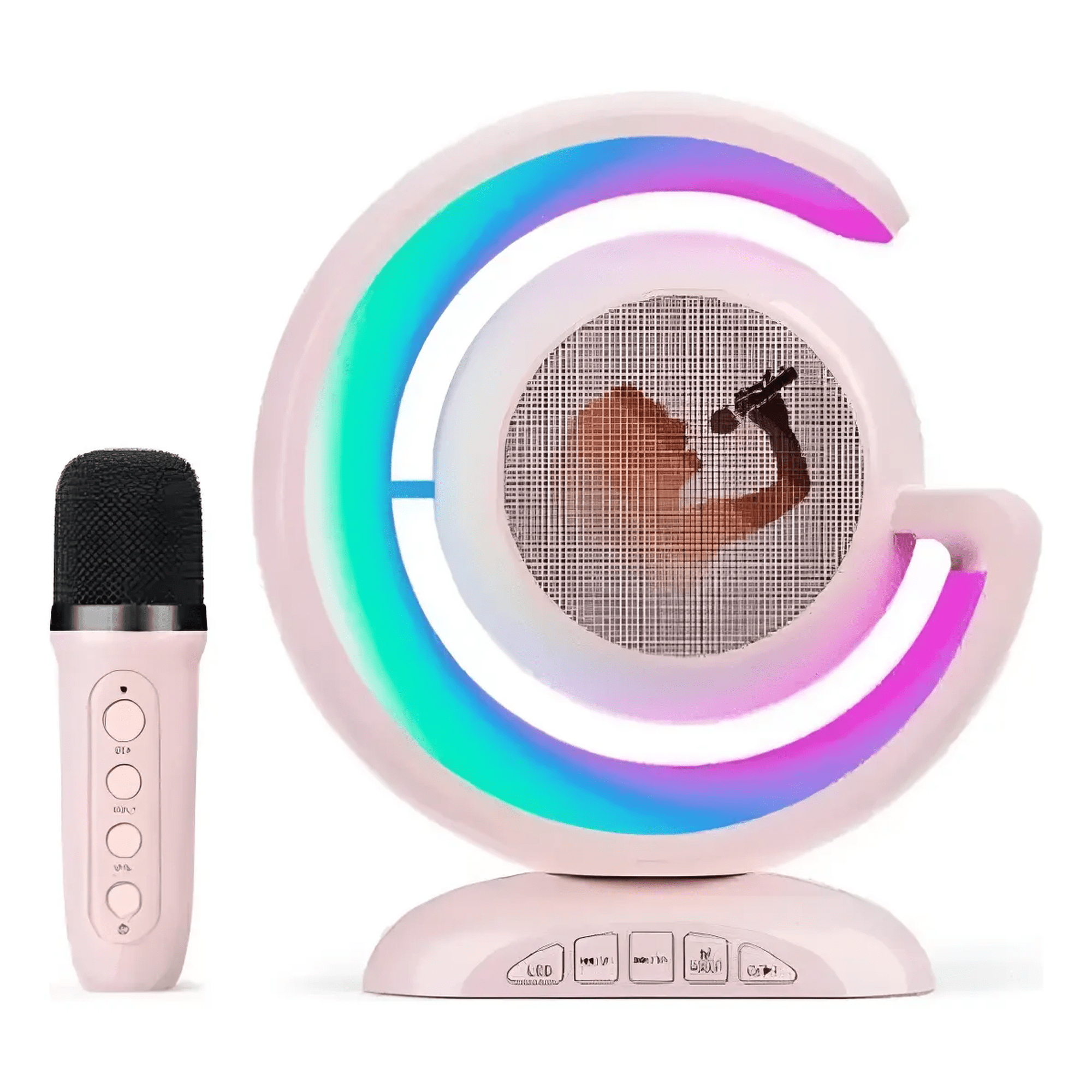Parlante Karaoke Belug Niños Con Microfono Portatil Recargable Bt Rosa