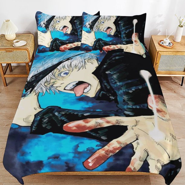 Jujutsu Kaisen Bedding Set Duvet Cover Comfortable and Lightweight Cartoon Bedding 3 Piece Bed Set