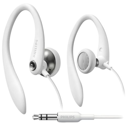 Auriculares Philips Shs3200Wt/37, Gancho Flexible Para Orejas, Color Blanco