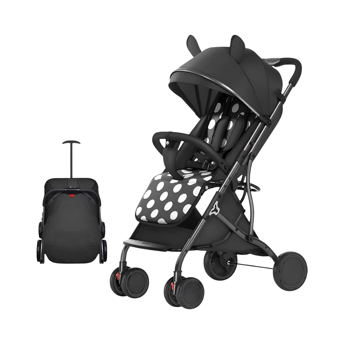 Coche De Paseo Compacto Plegable Lubabycas Negro Blanco