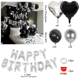 thumbnail image 3 of Kit Decoración Cumpleaños Globos Happy Birthday y Corazones Negro Plata, 3 of 3