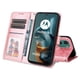 thumbnail image 3 of Funda tipo cartera FOXDOCK para Motorola Moto E15 , diseño girasol en relieve, cuero PU, cierre magnético, soporte y tarjetero, 3 of 5