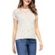 thumbnail image 3 of INSPIRE CHIC Día de San Valentín Blusa Casual de Mujer con Mangas Cortas Transparentes de Encaje Floral L Blanco, 3 of 7