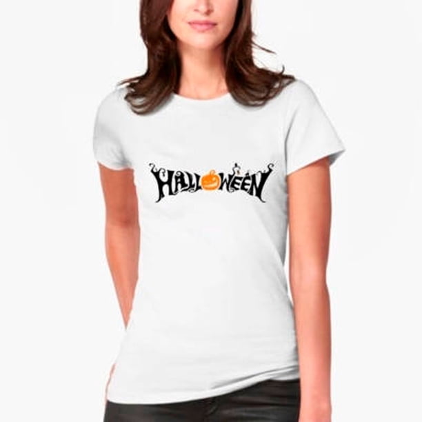 Polera Halloween Calabaza Terror Mujerniña 100 Algodon