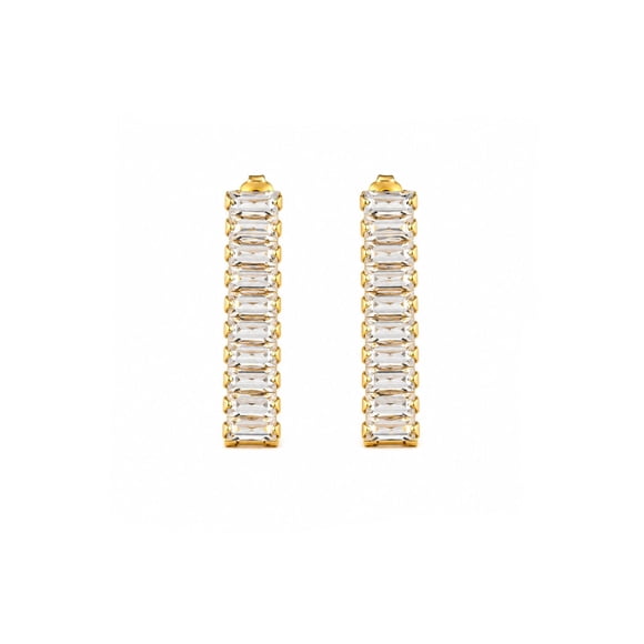 Aros Cascada Baguette con Baño de Oro 18K.