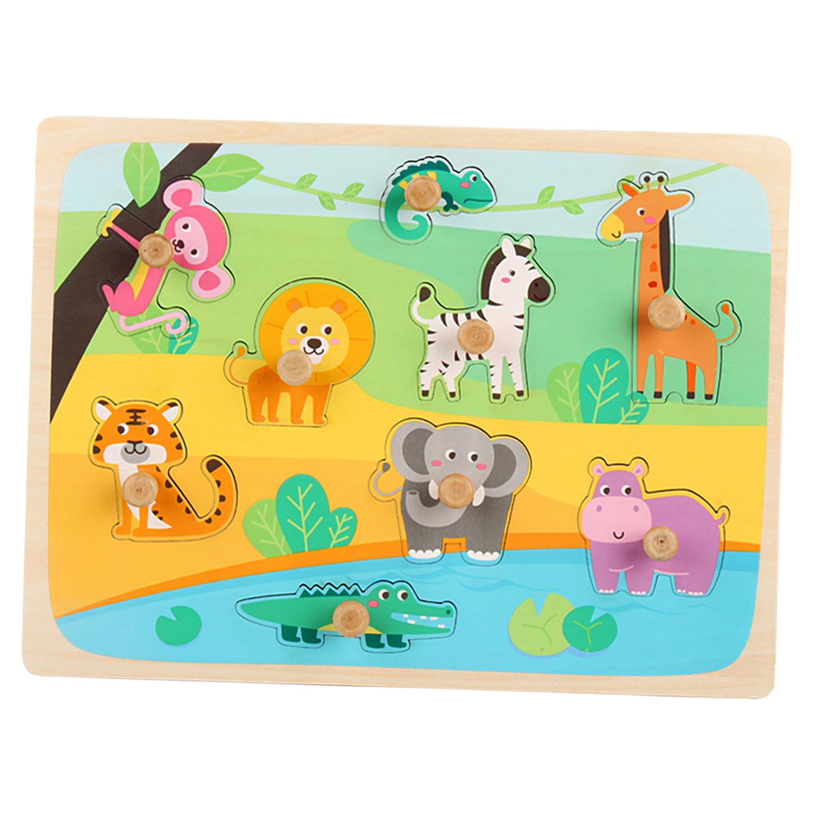 Magideal - Rompecabezas De Clavija De Madera, Rompecabezas 3d De Madera, Rompecabezas De Cognición Animal Para Niños, Juguete De Madera Para Niños Pequeños De 2, Estilo A