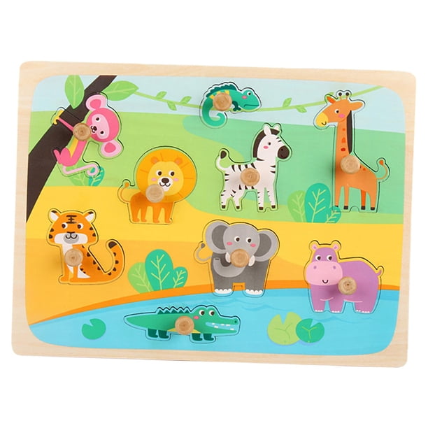 Rompecabezas de clavija de madera, rompecabezas 3D de madera, rompecabezas de cognición Animal para niños, juguete de madera para niños pequeños de 2, Estilo A