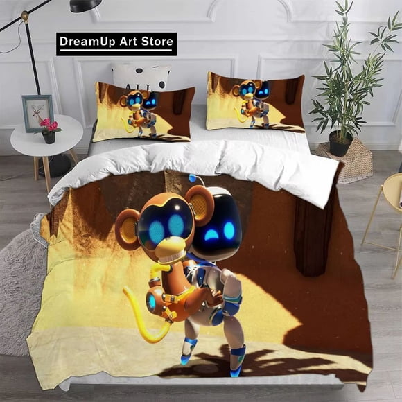 x680 Bed Sheets Game Cartoon A-ASTRO BOT Bedding Set Boys Girls Twin Size Duvet Cover Pillowcase Bed boys Adult Bedroom 3-Piece Bedding Set (1 Duvet Cover + 2 Pillow Shams) nj680