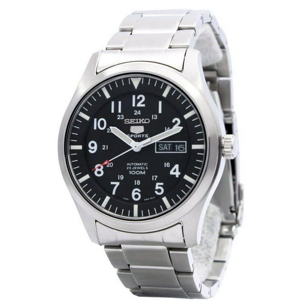Reloj Seiko para Hombre 41mm, Pulsera de Acero Inoxidable, Esfera Negra & Plateada, (SNZG13K1)