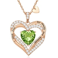 Collar Heshpaws Love Pendant Con Zirconia Y Piedra De Nacimiento