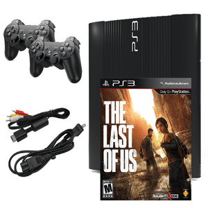 Restored Sony Playstation 3 Ps3 Console Super Slim 250Gb Black With Last Of Us & Two Retrofam Controllers (Refurbished)