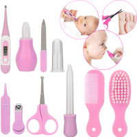 Genérica - Set Rosa Para Cuidado Higiene Bebé 10En 1 Cepillo Cortaúñas Termómetro