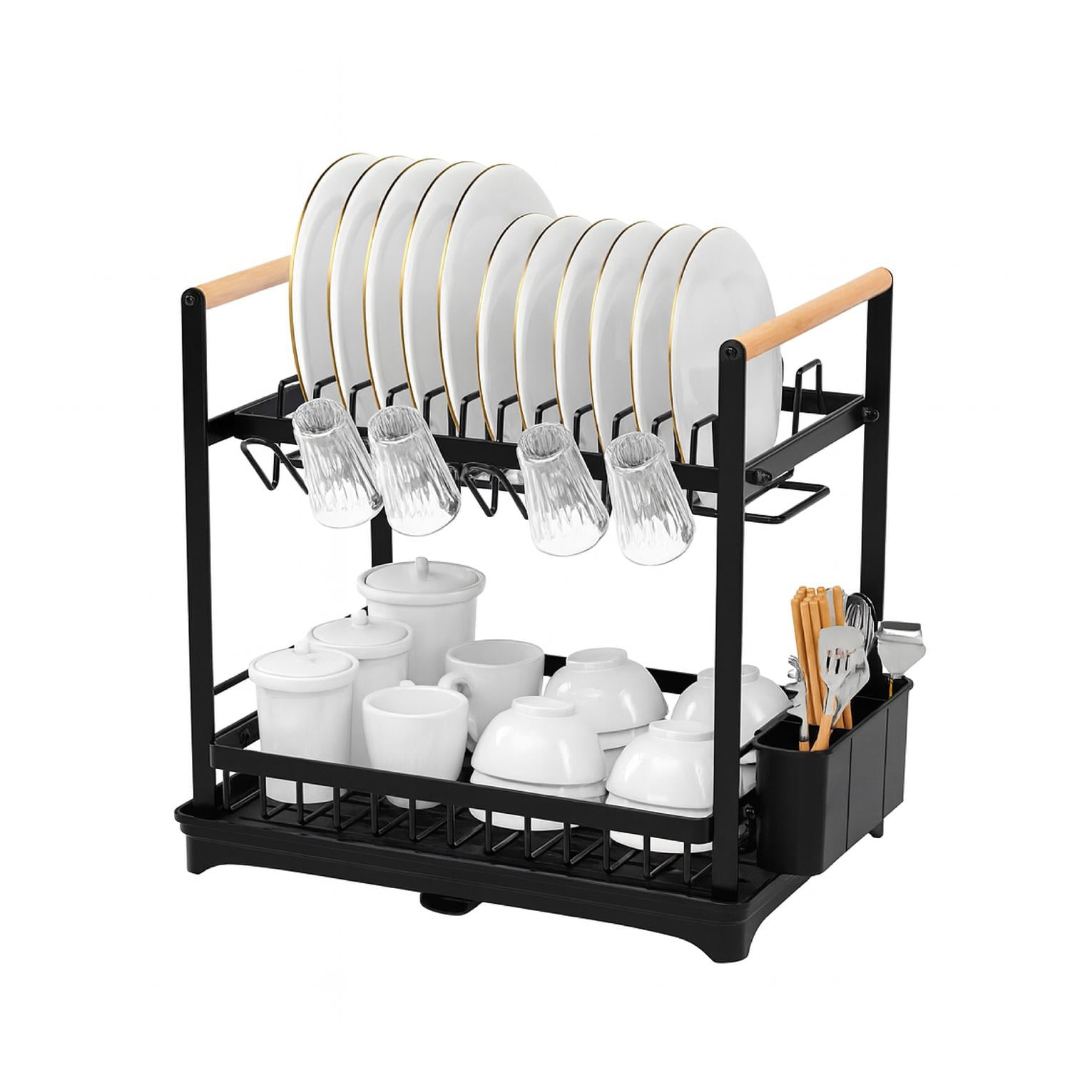 Simplit - Secaplatos Escurridor Acero Inox Valencia 2 Niveles Negro