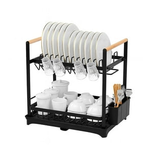 Simplit - Secaplatos Escurridor Acero Inox Valencia 2 Niveles Negro