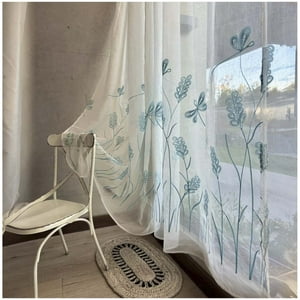 Wyj Hogar - Set De 02 Visillos Bordados Con Argollas 140X230 Cm Mod06
