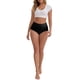 thumbnail image 2 of INSPIRE CHIC Ropa interior de mujer de cintura alta con levantamiento de glúteos y control de abdomen, algodón transpirable, talla grande, paquete de 4, XL, 4 Negro, 2 of 4