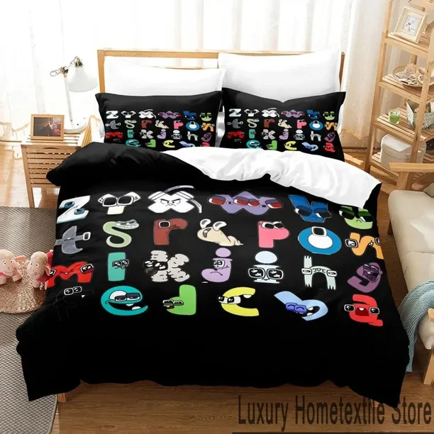 v1057 Bed Sheets Cartoon Alphabet Lore A-Z Bedding Set Boys Girls Twin Queen King Size Duvet Cover Pillowcase Bed boys Adult 3-Piece Bedding Set (1 Duvet Cover + 2 Pillow Shams) Bed Sheets ju1057