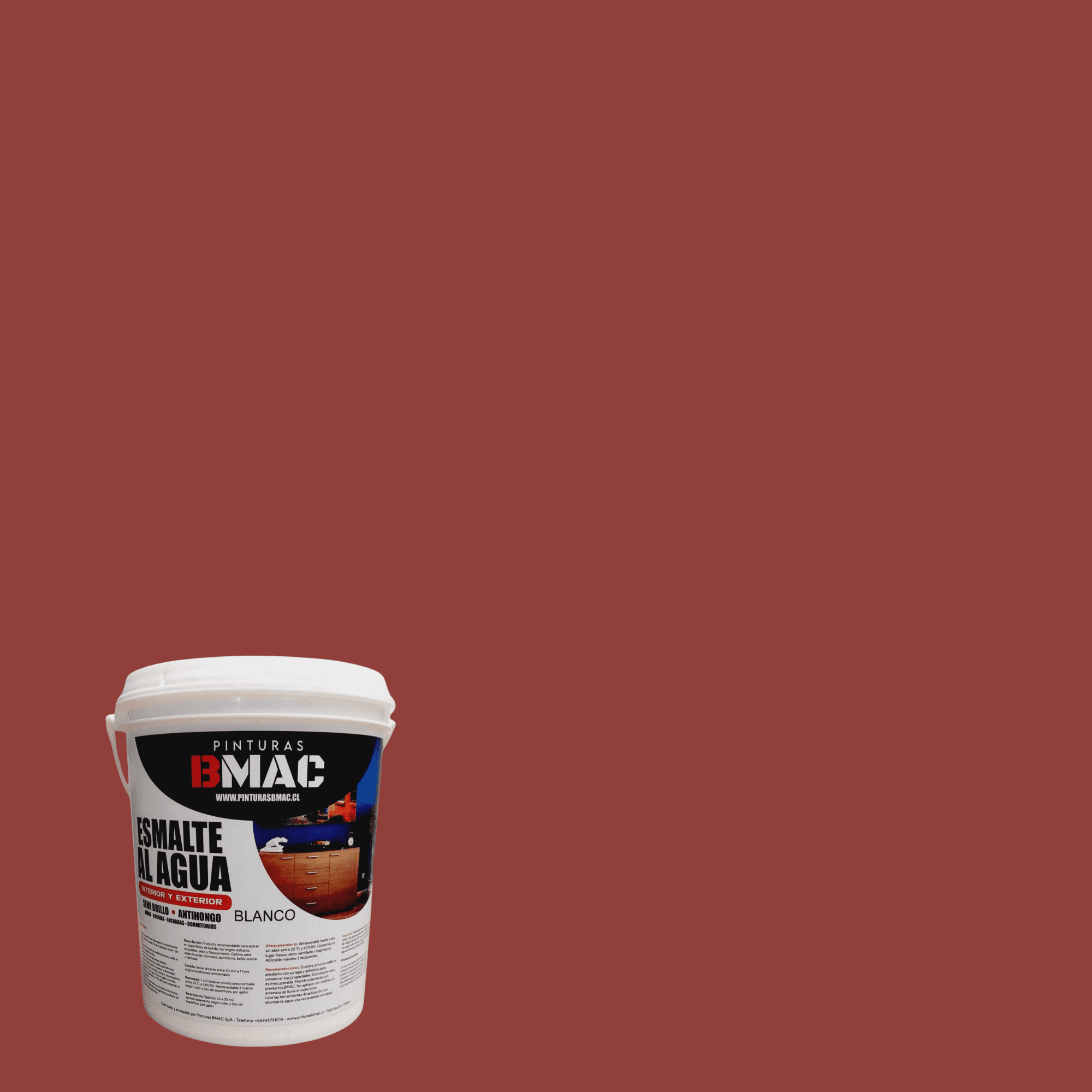 Bmac - Esmalte Al Agua Rojo Colonial Semibrillo Galon