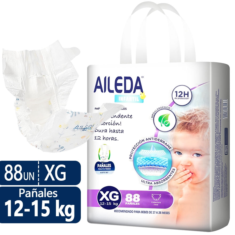 Aileda Pañales Infantiles Desechables Talla Xg Sin Géner 88u