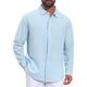 thumbnail image 1 of INSPIRE CHIC Regreso a Clases Camisa de Vestir de Lino Sólido de Manga Larga para Hombre con Botones 2XL Azul Claro, 1 of 6