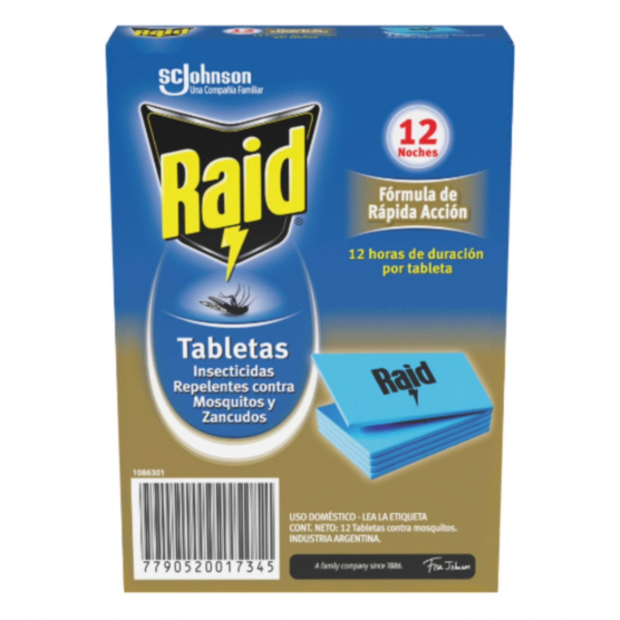 Insecticida Eléctrico Tabletas Mosquitos Y Zancudos Recarga 12 Un Raid