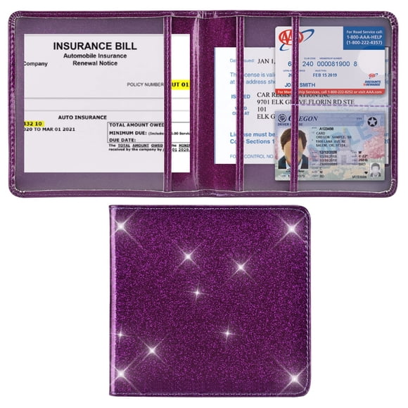Titular Del Seguro Y Matrícula Del Automóvil Bling Purple