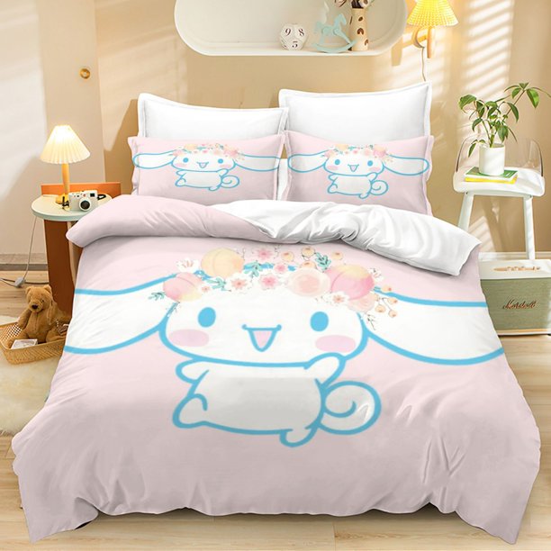 v1451 Bed Sheets Cute Cinnamoroll Bedding Sets Comforter Quilt Bed Cover Duvet Cover Pillow Case - Pieces Sets Kids Adult Size Home Decor 3-Piece Bedding Set (1 Duvet Cover + 2 Pillow Shams) Bed Sheet
