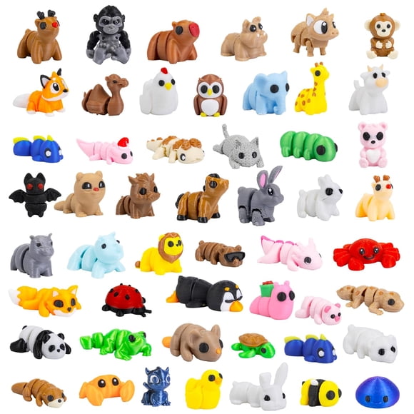 Mini juguetes de animales impresos en 3D Zaviroxel, 48 piezas articuladas