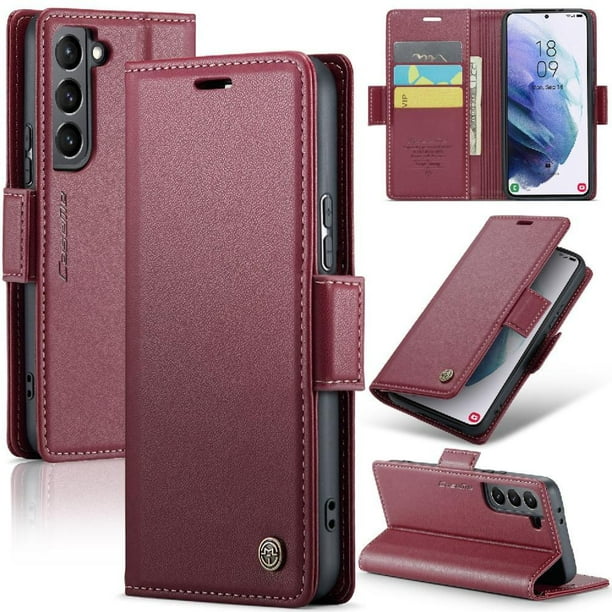 CaseMe tipo cartera Samsung Galaxy S21 Plus con cierre magnético, RFID, tarjetero, soporte, carga inalámbrica