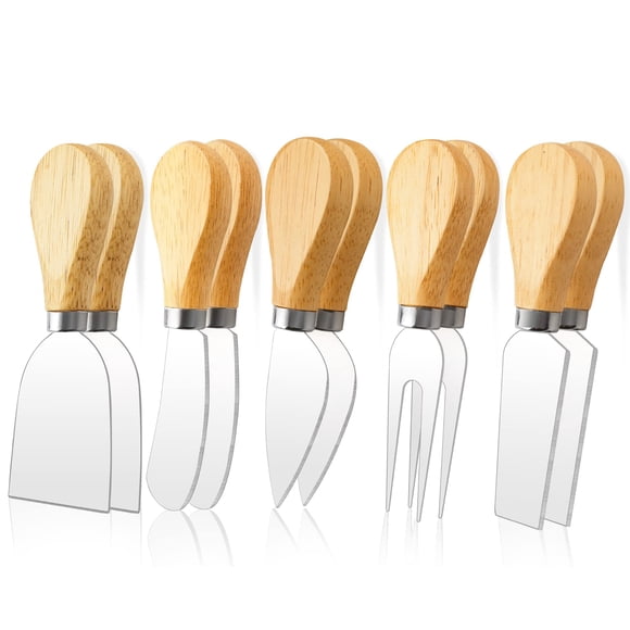 Cuchillos para queso ProudMoore 10 piezas acero inoxidable con mango de madera