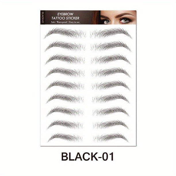6D Eyebrow Tattoos Stickers Makeup Long Lasting Black Brown Eyebrow Sticker Hair-Like Waterproof Natural Fake Eyebrow Stickers For Brow Grooming Shaping