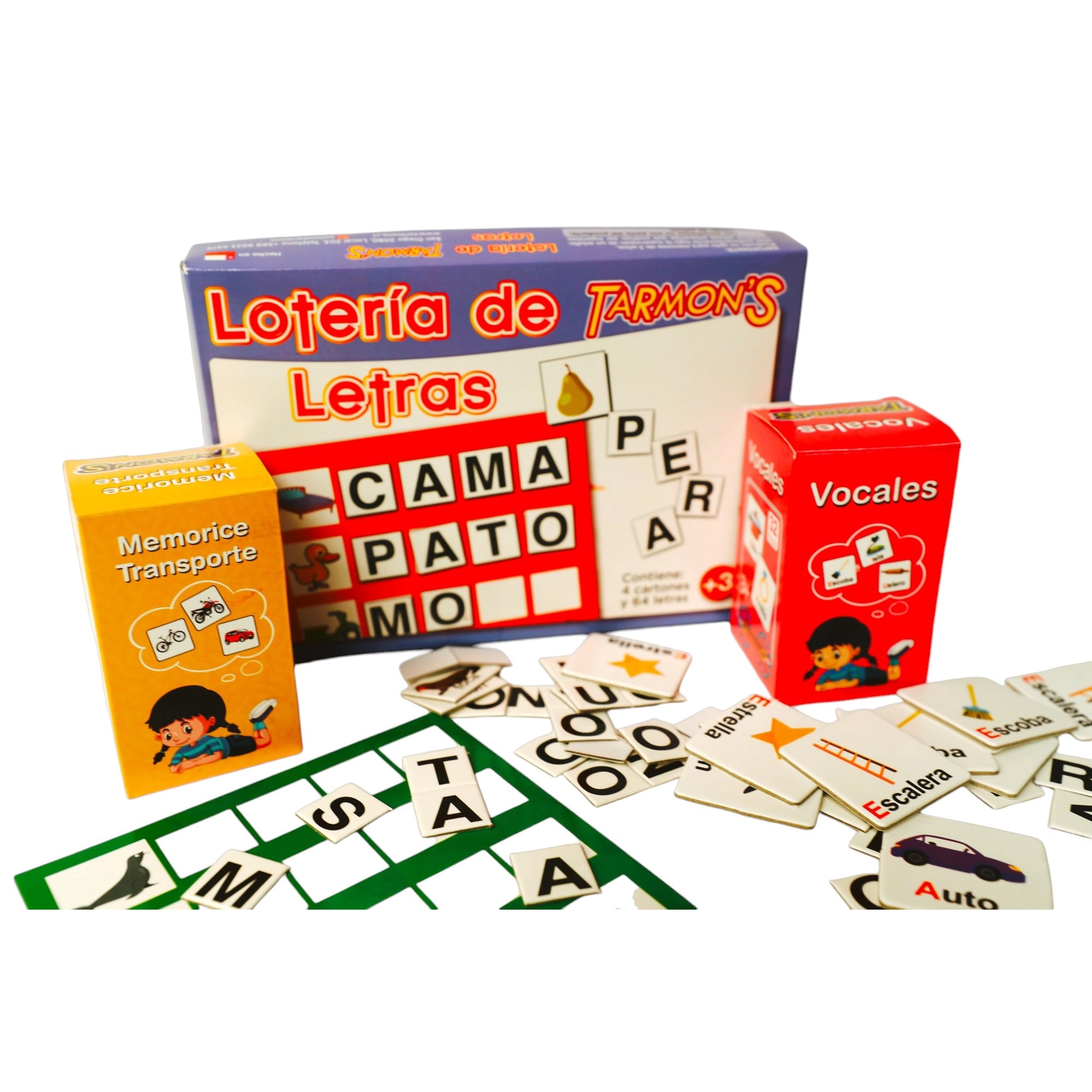 Tarmons - Pack Lotería Letras Y Memorice Vocales Educativo Para Niños De 3 A 6 Años