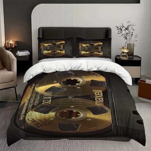 3pcs TEAC Professional-Grade High-Fidelity Audio Tapes Patterned Three-Piece Bedding Set Soft And Comfortable Suitable for All Seasons