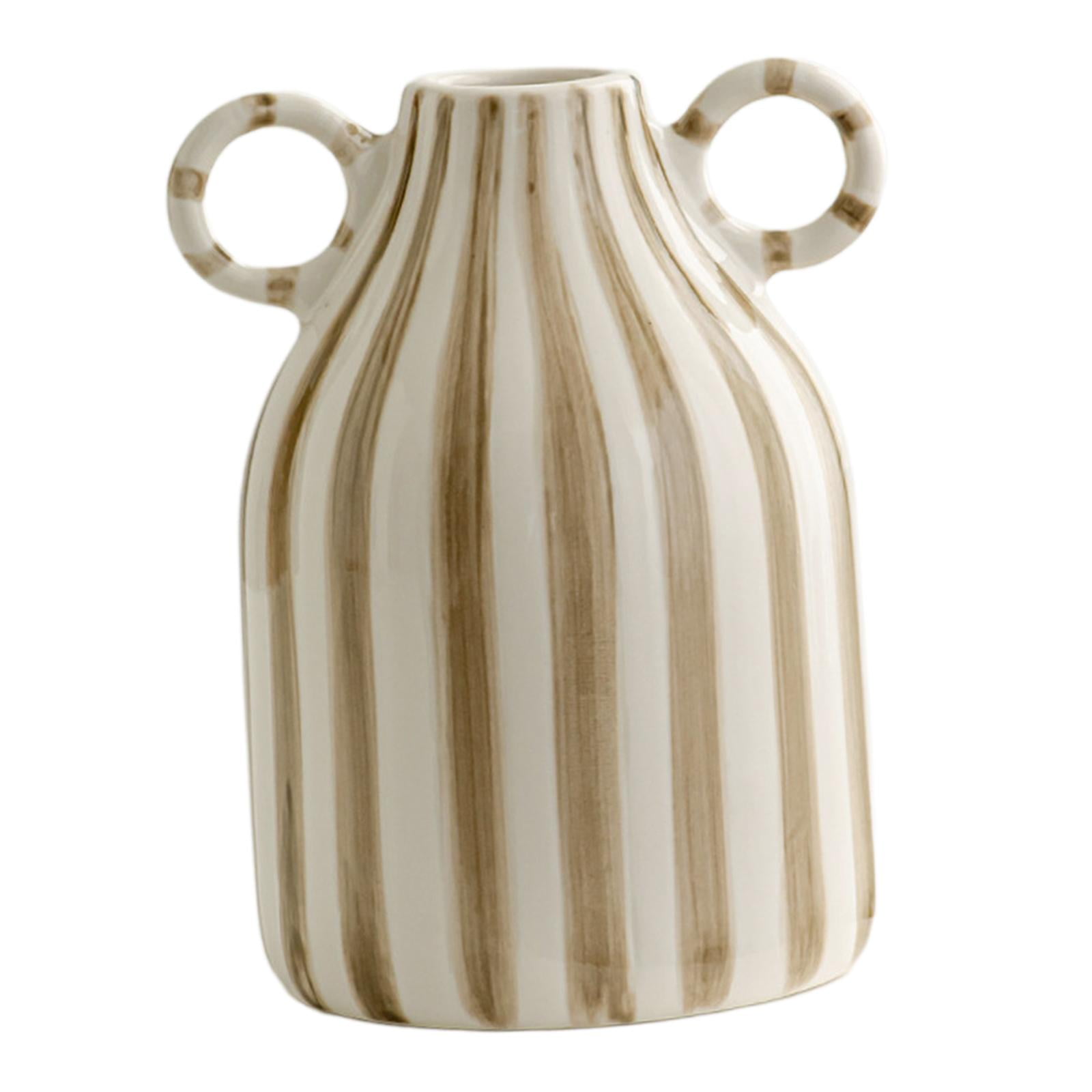 Magideal - Florero Decorativo, Jarrón Con Adorno Floral, Jarrón Pequeño Nórdico Bohemio, Jarrón De Para Balcón, Mesa, Sala De Estar, Cafetería, Marrón