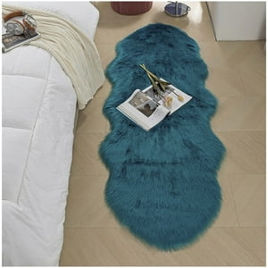 Top Lucky - Bajada De Cama Piel De Oveja 60 X 180 Cm - Turquesa