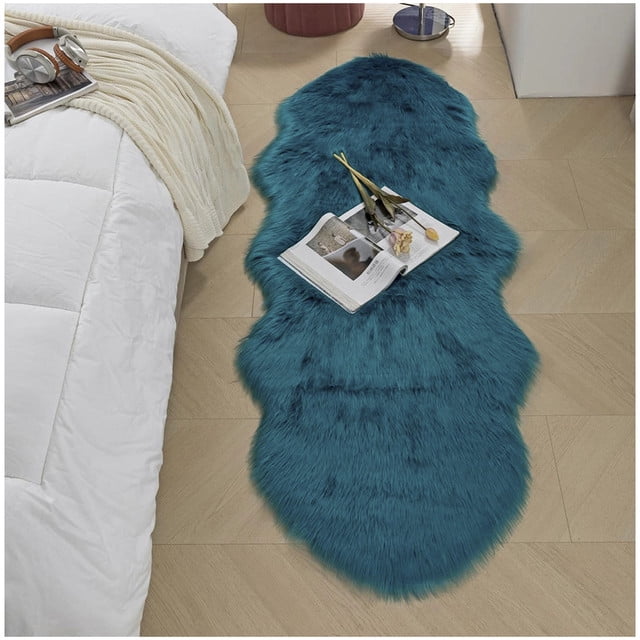 Top Lucky - Bajada De Cama Piel De Oveja 60 X 180 Cm - Turquesa