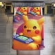 thumbnail image 1 of Pikachu Playing Pokemon 3 Piece Sets Full/Queen Size - Reversible Microfiber Quilts with Shams Soft Lightweight Bedspread Coverlet Comforter for All Season Bed Sheets, 1 of 4