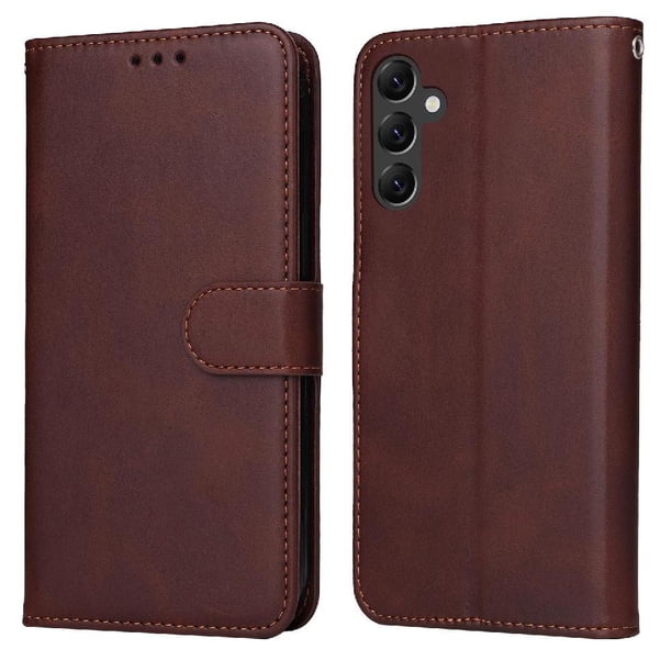 Funda Billetera para Samsung Galaxy A14 4G con Porta Tarjetas y Soporte Ajustable Marrón