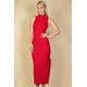 thumbnail image 1 of Vestido Largo Ajustado sin Mangas con Abertura Lateral y Cuello Alto Acanalado, 1 of 2