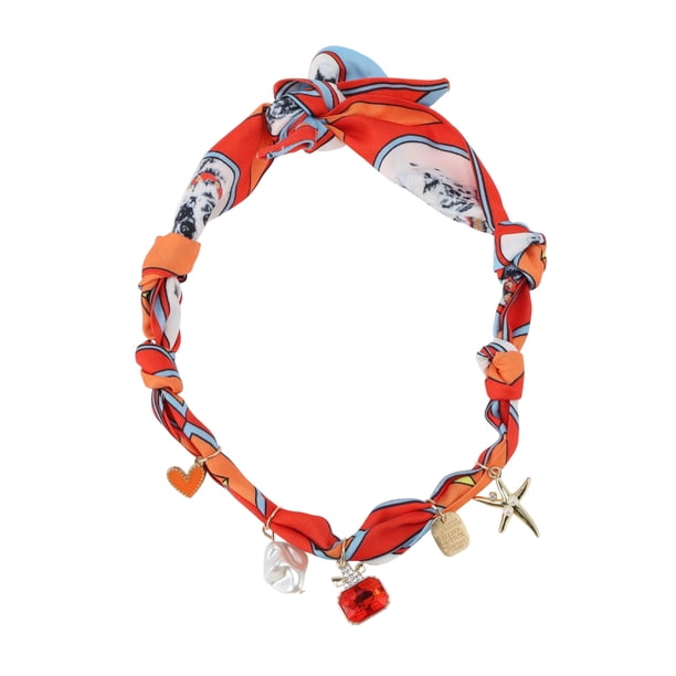 REGALWOVEN 1 Pc Collar de Bufanda Duradero con Encanto Ajustable Choker Declaración para Mujeres Naranja Azul Blanco