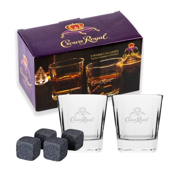 Set de vasos de whisky LORD'S ROCKS Crown Royal con 4 piedras de whisky