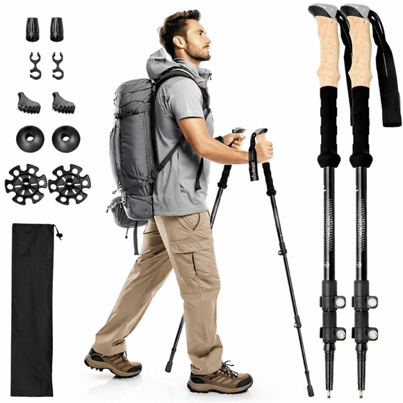 Bastones De Trekking Set 2 Bastón Plegables Senderismo